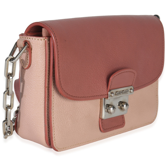 Miu Miu Pink Bicolore Goatskin Madras Chain Shoulder Bag - Picture 3 of 8
